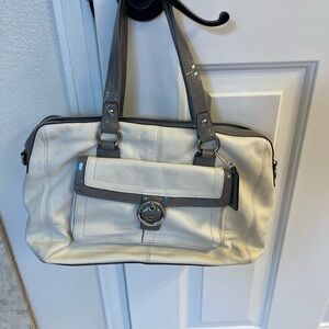 Coach Penelope Ivory Leather with Gray trim Bag